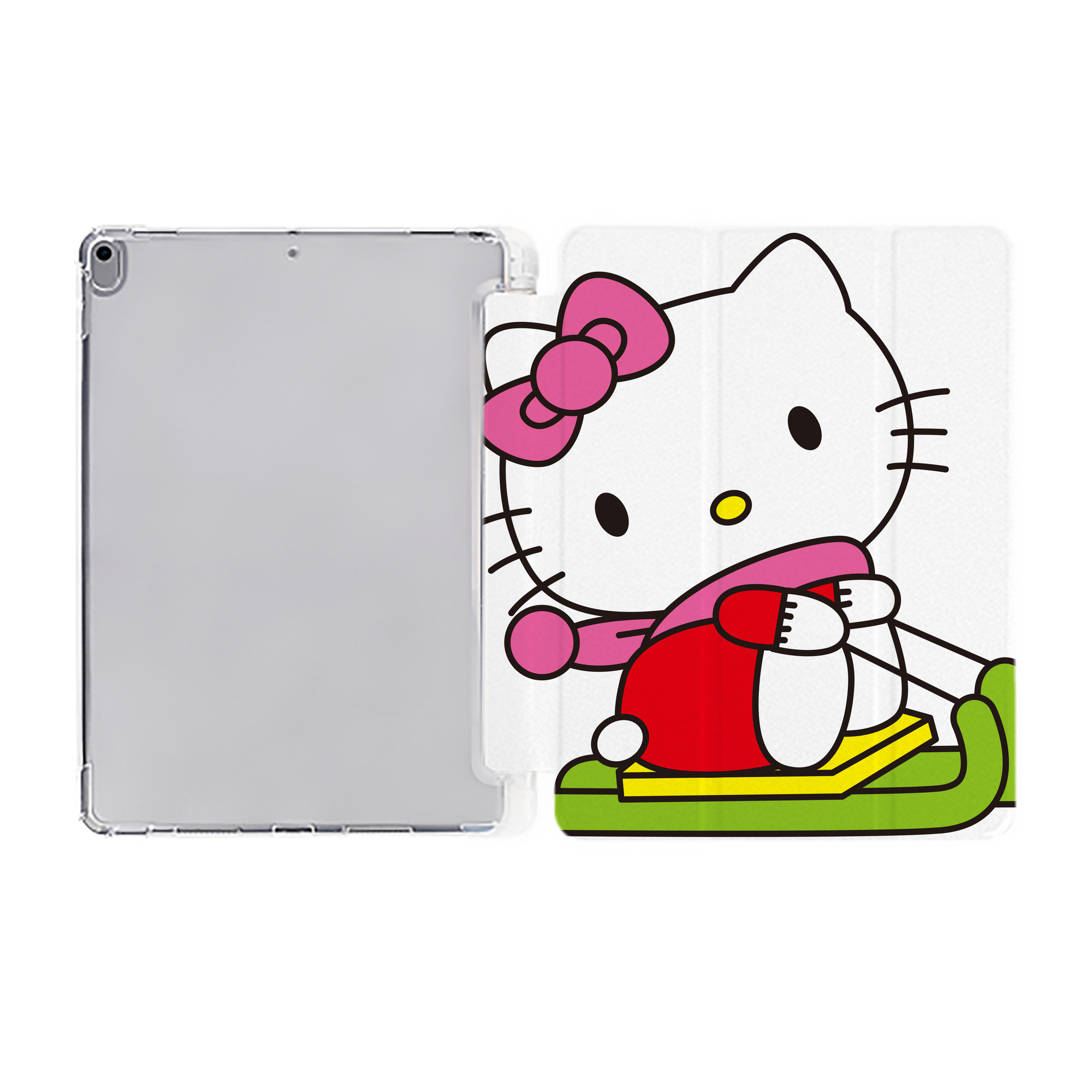 （画像用） Hello Kitty ハローキティ IPad ケース ペン収納付き 三つ折りスタンド PUレザー×シリコン 対応機種9.5/10.5/10.9インチ